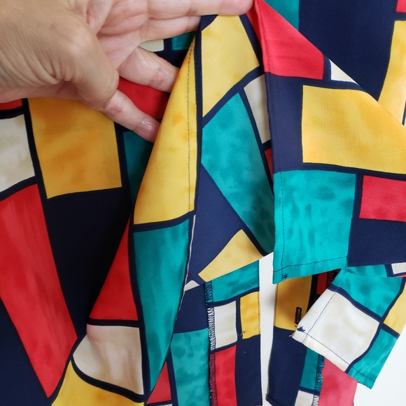 Notations Petite Colorful Square Print Blouse - Picture 9 of 10
